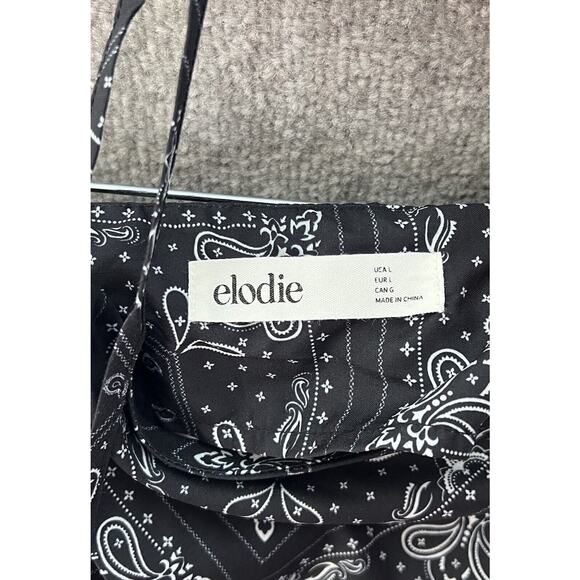 Elodie Mini Dress Womens Size Large Black White Bandana Paisley Halter Keyhole - Picture 3 of 7